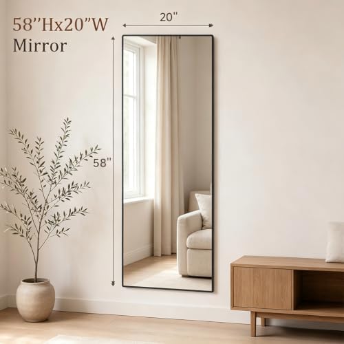 58"x20" Full Length Mirror, Floor Mirror Full Length Black - Image 4