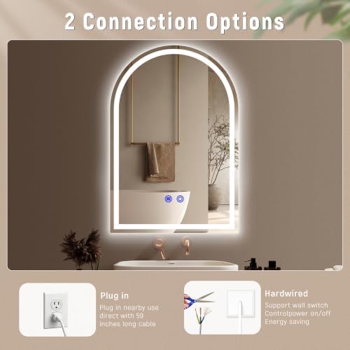 Bathroom Smart Mirrors with LED Lights, Anti-Fog Bathroom Mirror Backlit + - Image 6