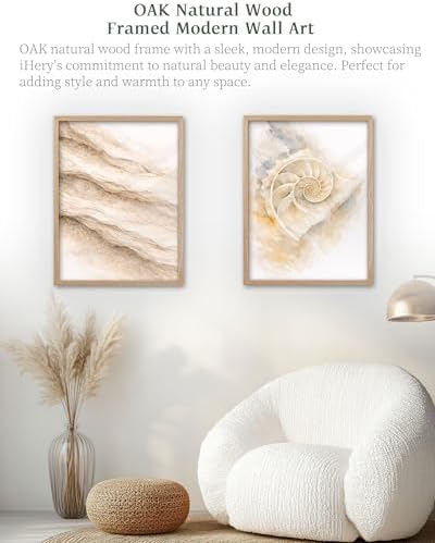 iHery 12x16in Nautilus Shell Framed Coastal Wall Art - Image 5