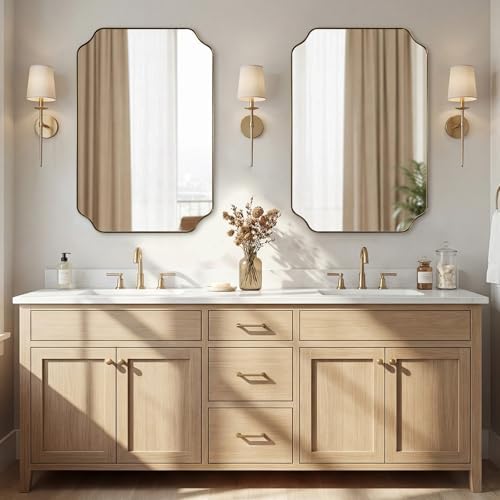 ANDY STAR 20"x30" Brushed Gold Scalloped Mirror, Bathroom Mirror - Image 3
