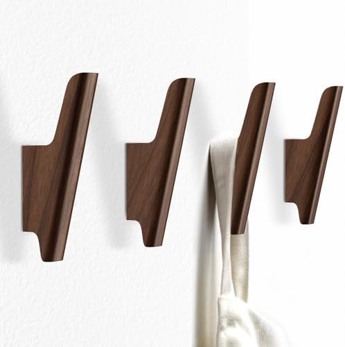 Wood Wall Hooks 4 Pack Coat Hooks Wall Mount, Towel Hooks by FCOWK