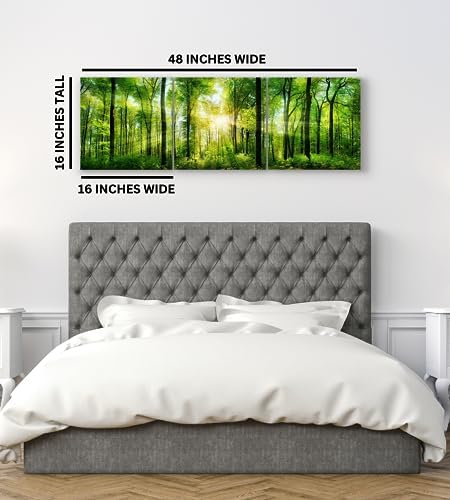 Forest Wall Art Decor, 3 Panel Canvas 48x16 - Image 3