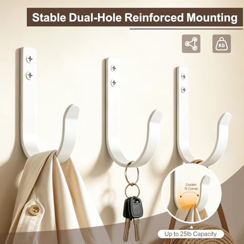 10 Pack Large White Metal Wall Hooks - Image 2