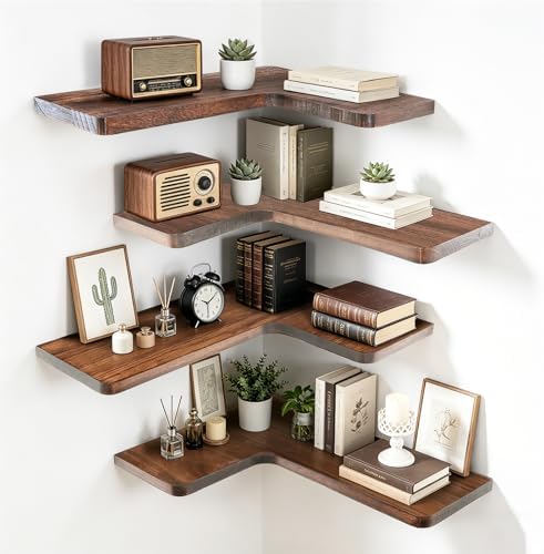 Solid Wood Corner Floating Shelves by ABSWHLM