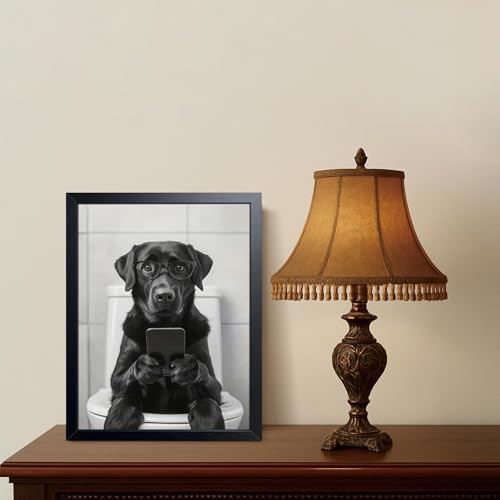 Black and White Bathroom Wall Art, Funny Labrador Dog Canvas Prints Poster - Image 7