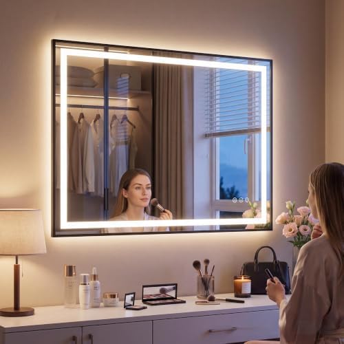 48''x30'' Backlit Mirror + Front Lit Bathroom Wall Rectangular by mirror