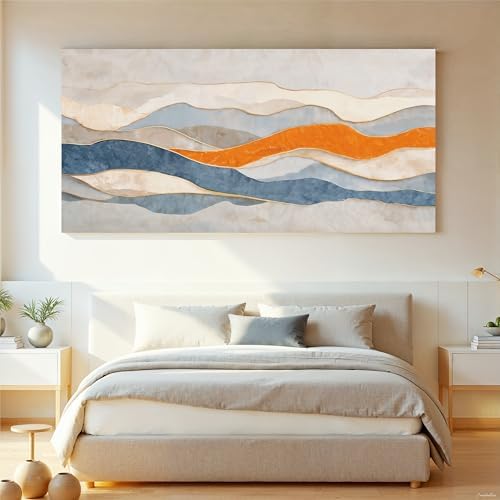 Large Blue And White Abstract Wall Art - Image 5