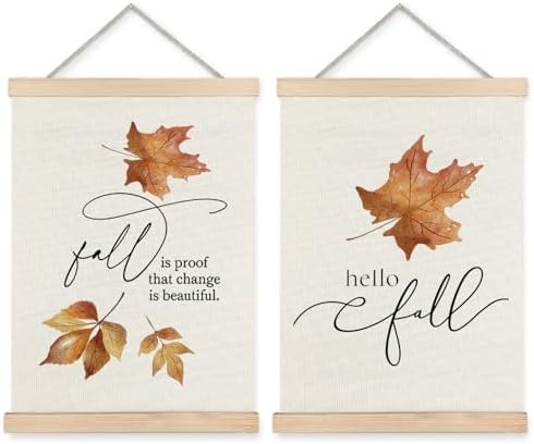 Supwhd Fall Leaf Wall Art with Wooden Poster Hanger, Fall Wall Decor, Fall by Homedecoration