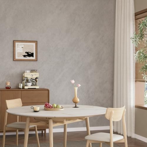 Bumoo Gray Limewash Wallpaper Peel and Stick 16'' x 354'' Silver Plaster - Image 6
