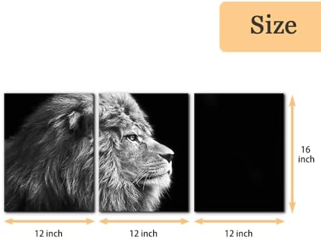 Pacimo Male Lion Canvas Wall Art Print 3 Pieces Animals Portrait Painting Wall - Image 4