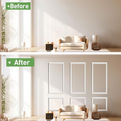 Pre Cut Wall Molding Kit, 3 Set Ready-to-Assemble Wainscoting Panels - Image 6