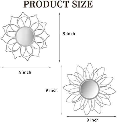 Silver Mirrors for Wall, Metal Flower Circle Mirrors for Home Decoration - Image 6