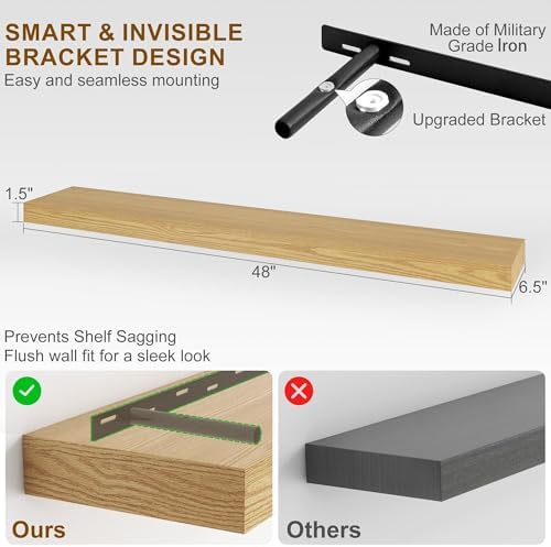 Fun Memories Floating Shelves for Wall, 48Inch Floating Shelves Set of 2 - Image 3