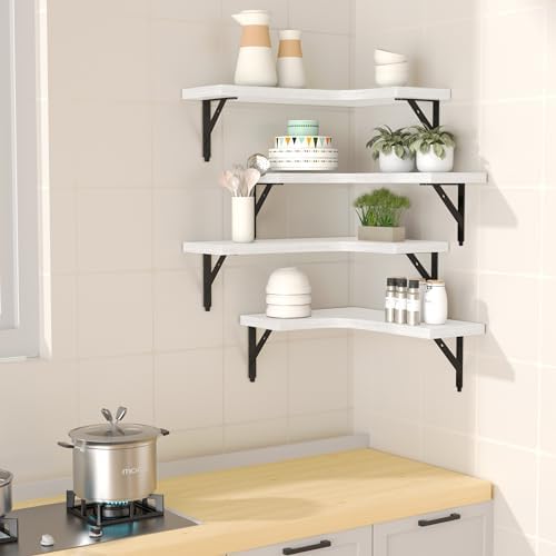 ROMGUAR CRAFT Corner Floating Shelves Wall Mounted Set of 4 - Image 2
