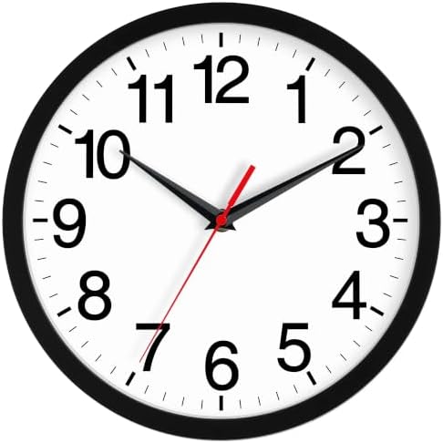 Rohioue Wall Clock Analog 12 Inch Black Battery Operated Silent Clock by RohioueWallClock