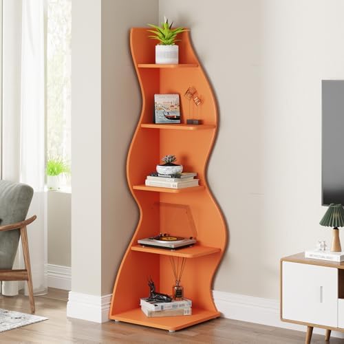 Tribesigns Corner Shelf, Modern 5-Tier Wall Corner Bookshelf, Stylish Corner - Image 4