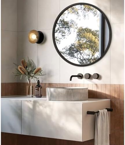 JJUUYOU Round Wall Mirror 20" Hanging Circle Mirror Round Mirrors - Image 3