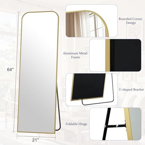 Full Length Mirror 64"x21" Arched Floor Standing Large Mirrors - Image 3