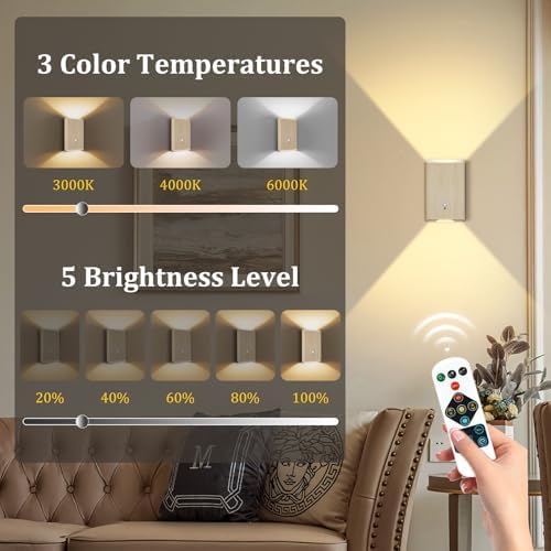 Eneru Motion Sensor Wall Sconce, Rechargeable Wireless Lights Indoor 4 Pack - Image 6