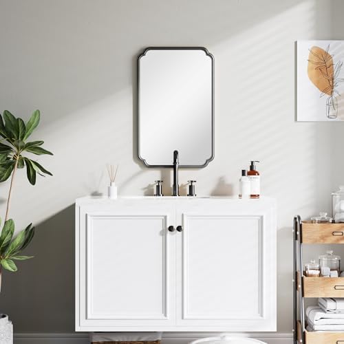 Ferytange 22x34 Inch Black Bathroom Mirror, Metal Framed Wall Mirror - Image 2