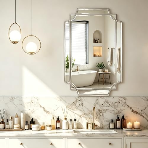 30"x20" Geometric Decorative Beveled Mirror by ReflectPerfectionEveryDay