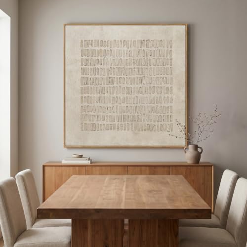 Extra Large Framed Neutral Beige Abstract Wall Art - Image 4