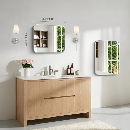 BONEWEI Silver Bathroom Mirror, 16x20 inch Wall Mirror - Image 5