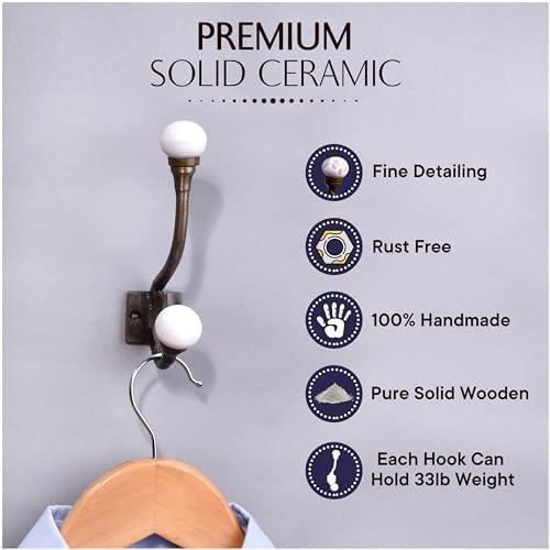 Indian Shelf 6 Piece White Double Wall Hooks - Image 3