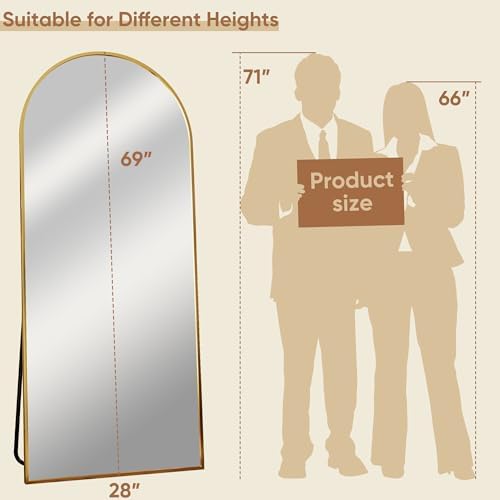 69"x28" Arched Full Length Mirror, Standing Floor Mirror - Image 4