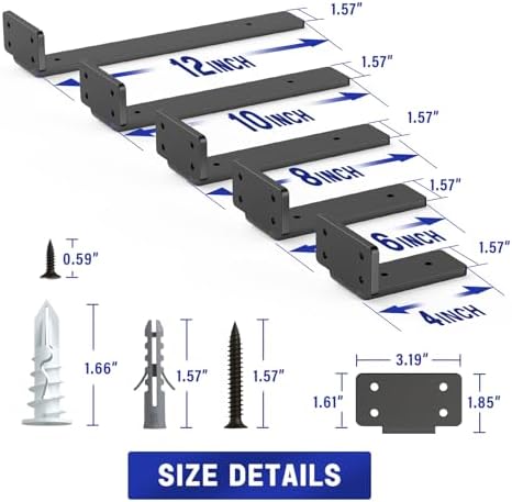 Goovilla Shelf Bracket, Floating Shelf Brackets 4 inch Long, 6 Pack - Image 4