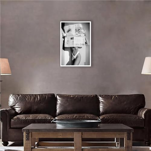 Sexy Glamorous Newspaper Reader Poster Feminist Hot Girls Canvas Wall Art Retro - Image 4