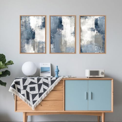 LHIUEM Large Abstract Brush Strokes Framed Canvas Wall Art Set, Modern Color - Image 4