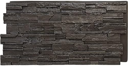 EverStone Cascade Faux Stone Panel, 48 5/8"W x 24 3/4"H x 1 1/4"D, River Moss by EkenaMillwork
