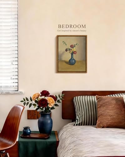 VIYYIEA Vintage Framed Flower Vase Wall Art Still Life Painting 8x10 Inch - Image 5