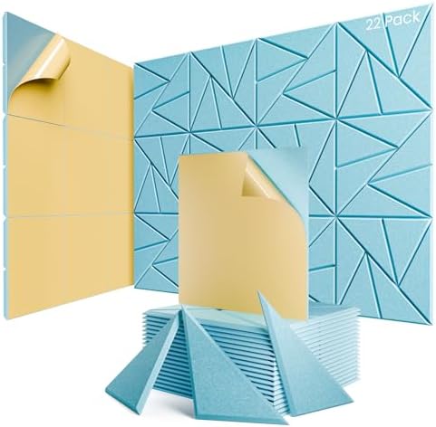 22 Pack Self-Adhesive Acoustic Panels, Sound Proof Foam Panels by ROOME