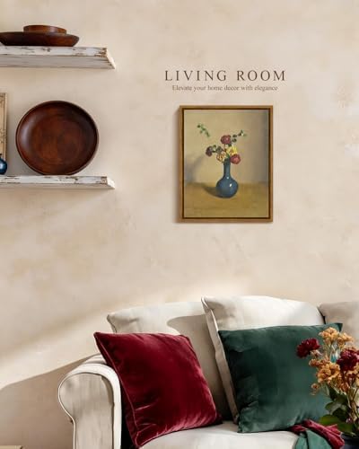 VIYYIEA Vintage Framed Flower Vase Wall Art Still Life Painting 8x10 Inch - Image 6