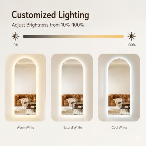 LAIYA 71" L x 32" W Archway LED Full Length Mirror - Image 5