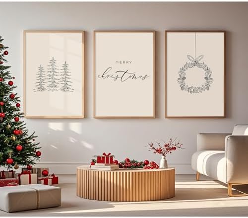 Baccone Christmas Wall Art Winter Xmas Canvas Decor Merry Christmas Wall Art by Baccone