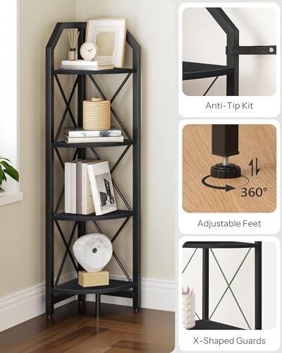 CHOEZON 4-Tier Corner Shelf, Industrial Corner Bookshelf, 47.6" Corner Storage - Image 4