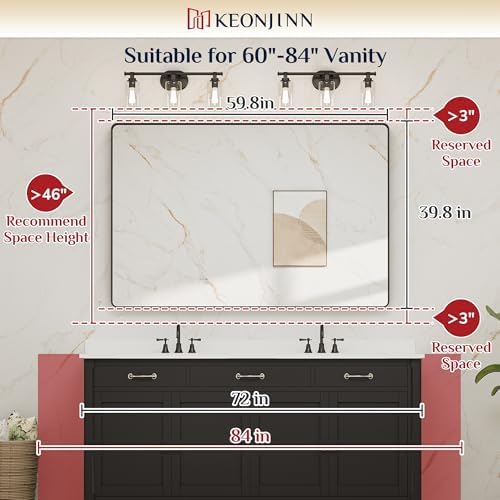 Keonjinn 60 x 40 Inch Black Bathroom Mirrors - Image 6