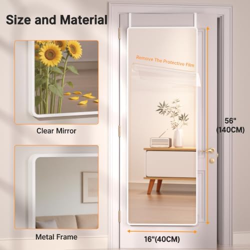Hasipu Door Mirror Full Length, 56 x 16 Inch Full Body Wall Mirror Over The - Image 4