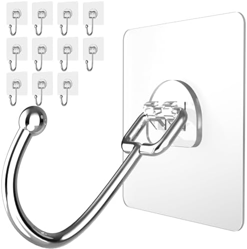 Latoxcaa 12-Pack Transparent Heavy Duty Adhesive Hooks by Latoxcaa-SpaceMaster