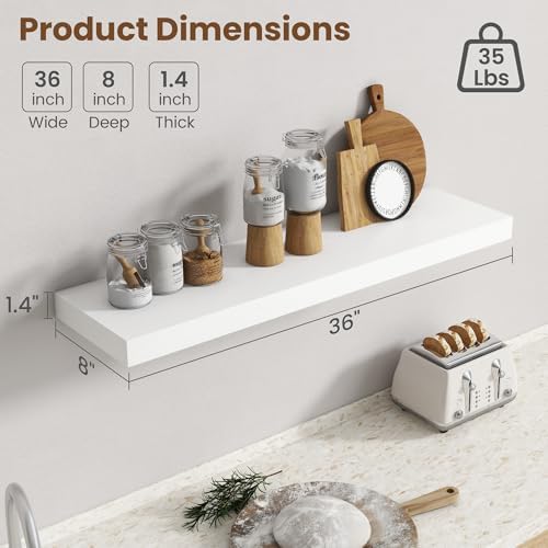 36 Inch Floating shelves for Wall, 8 Inch Deep, Invisible Brackets - Image 3