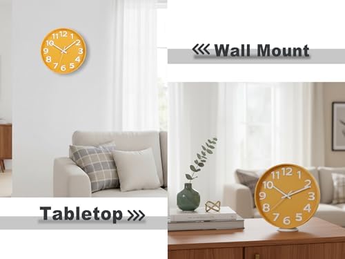45MinST 12-Inch Modern Yellow Indoor/Outdoor Wall Clock, Silent Non-Ticking - Image 2