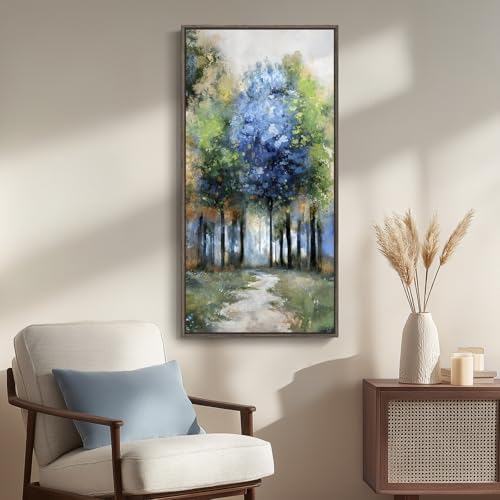 Framed Vertical Forest Path Landscape Wall Art - Image 2