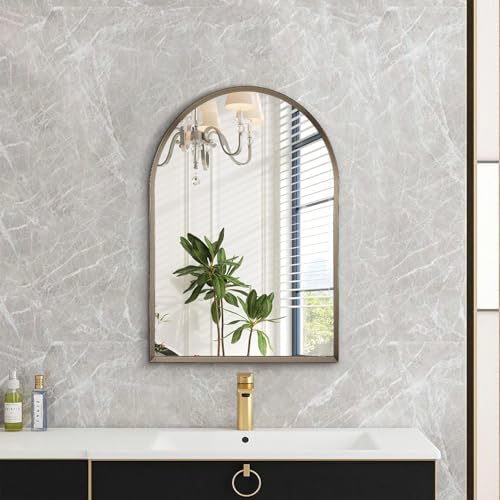 Arched Mirrors for Wall, Brushed Metal Frame Mirror, Arch Bathroom Vanity - Image 3