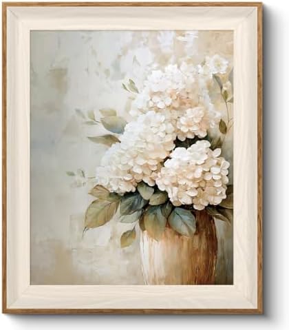 VIYYIEA Framed Impressionist Natural Hydrangea Canvas Wall Art, 12×10 Inch by VIYYIEAART