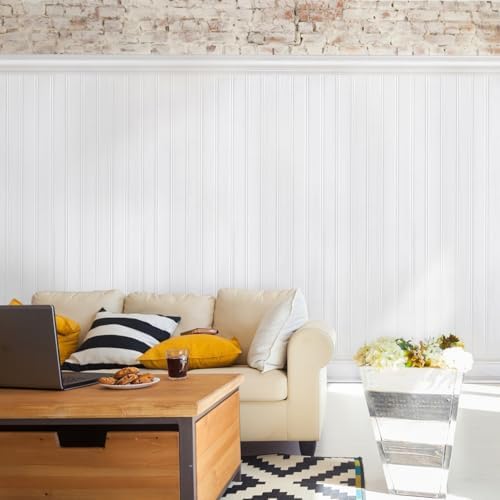 PVC Wall Panels 8 Ft, Reversible Beadboard & Shiplap Wainscoting, 7-Pc Kit - Image 2