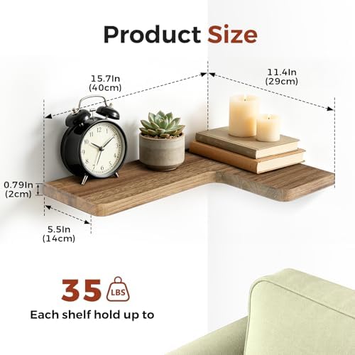 Solid Wood Corner Floating Shelves - Image 3