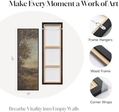 Framed Vintage Long Narrow Landscape Wall Art - Image 6